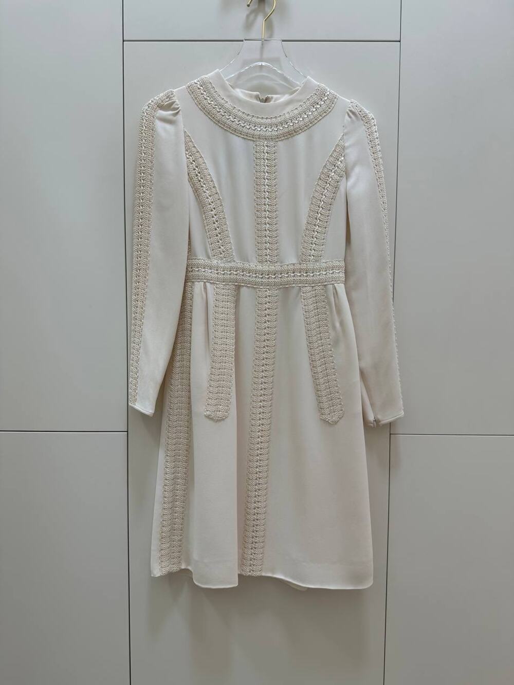 Vintage Valentino Silk Embroidered Trim Dress Sz.38